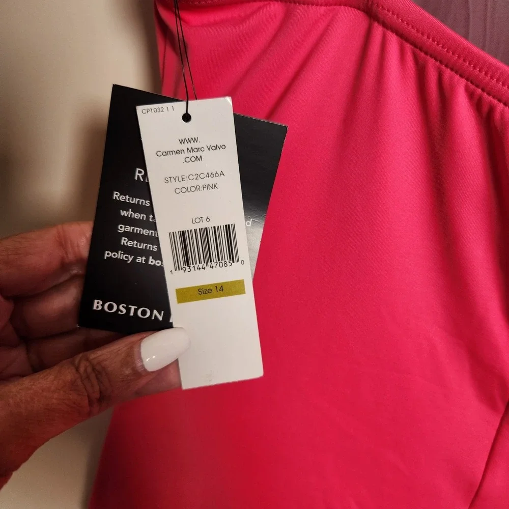 NWT Carmen Marc Valvo Swim Sense One Piece Swimsuit Pink Size 14 C2C466A